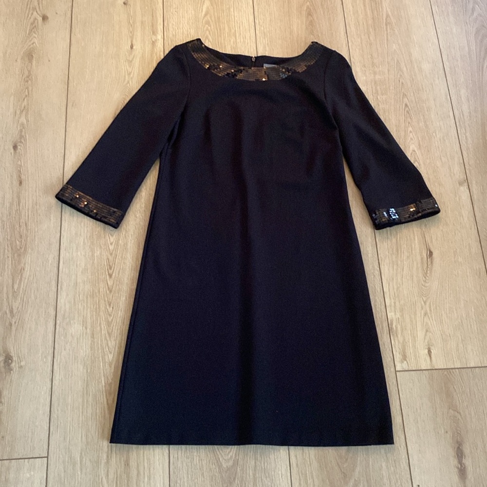 Ann Taylor Black Sequins Neckline Cocktail Dress